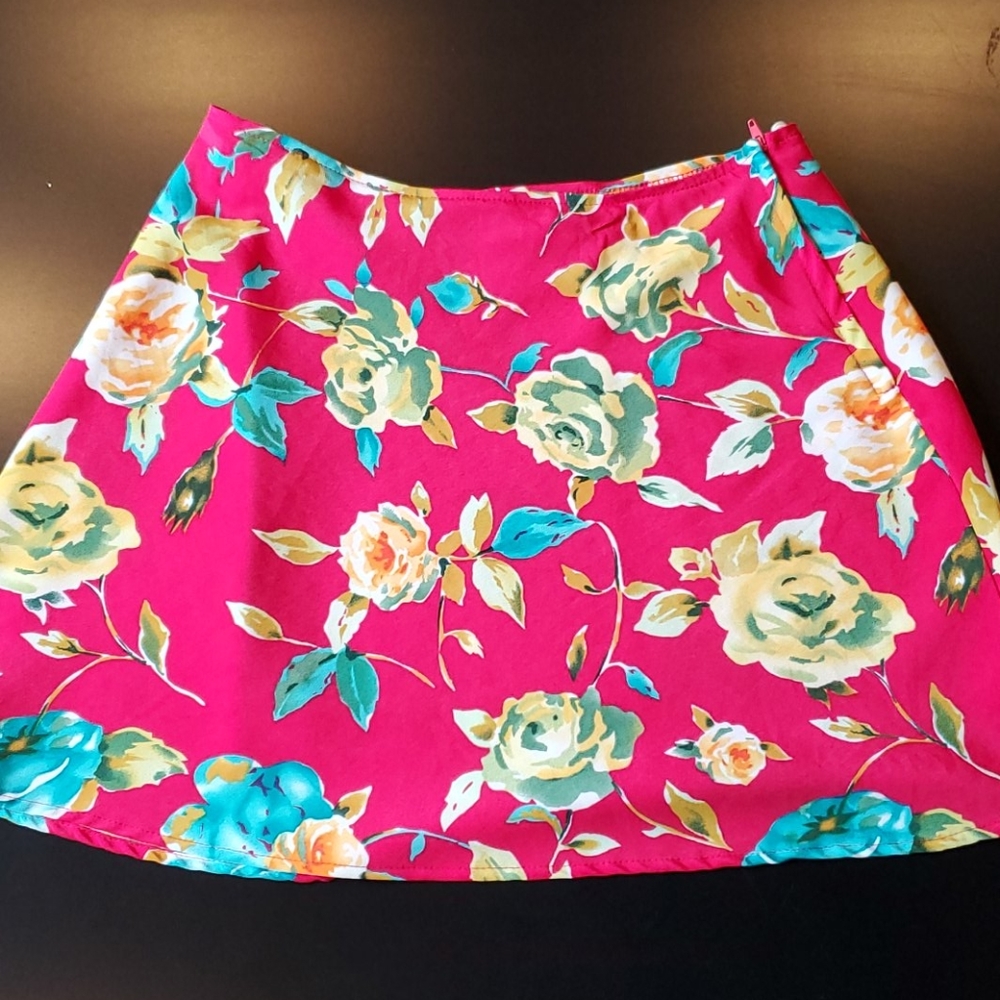 Hot Pink Floral Skirt